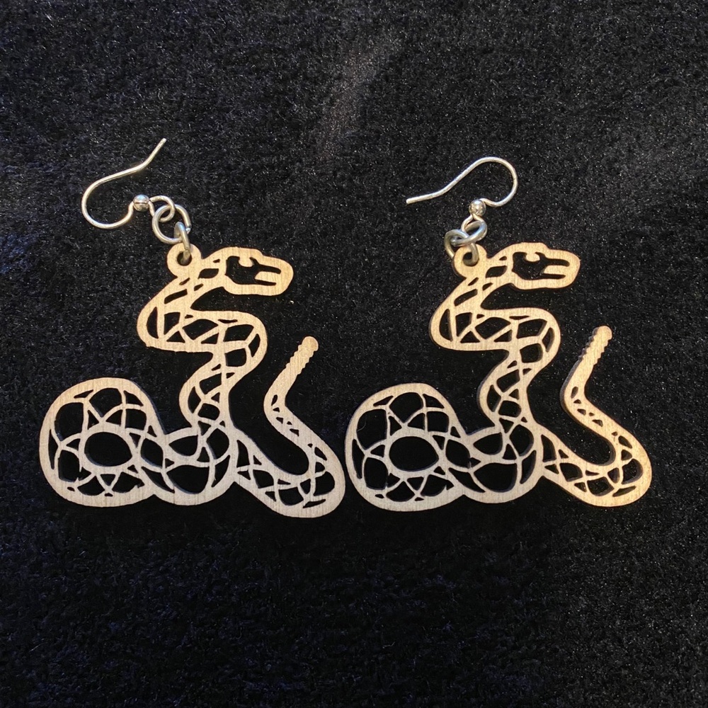 Wooden snake earings